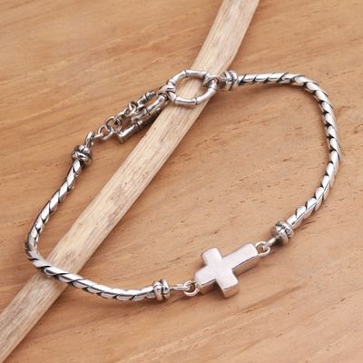 Alternate image for Sterling Silver Cross Pendant Bracelet Faith Above All