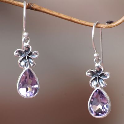 Alternate image for Hand Made Amethyst Floral Earrings Plumeria Dew