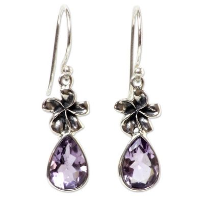 Alternate image for Hand Made Amethyst Floral Earrings Plumeria Dew