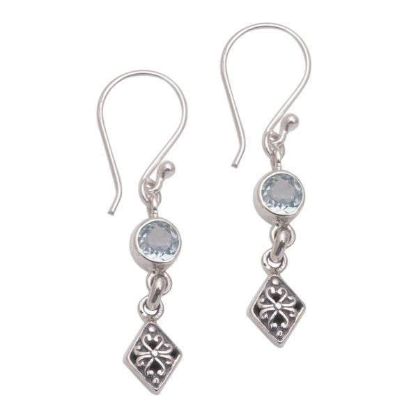 Alternate image for Blue Topaz and Sterling Silver Dangle Earrings from Bali Sky Serenade