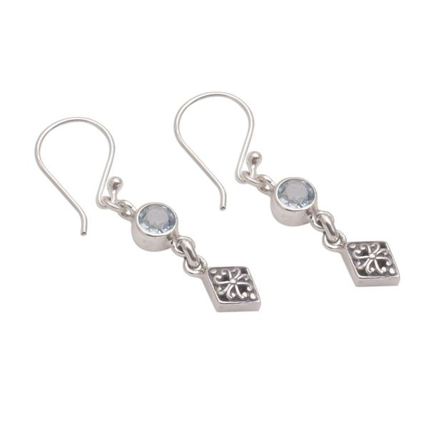 Alternate image for Blue Topaz and Sterling Silver Dangle Earrings from Bali Sky Serenade