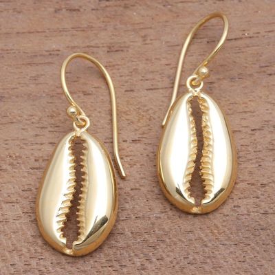 Alternate image for Gold Plated Sterling Silver Shell Earrings Cowry Shell