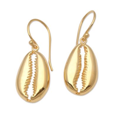 Alternate image for Gold Plated Sterling Silver Shell Earrings Cowry Shell
