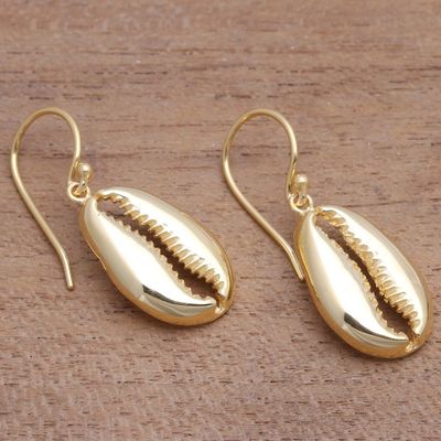 Alternate image for Gold Plated Sterling Silver Shell Earrings Cowry Shell