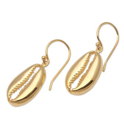 Alternate image for Gold Plated Sterling Silver Shell Earrings Cowry Shell