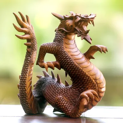 Alternate image for Suar Wood Carving from Indonesia Legendary Dragon