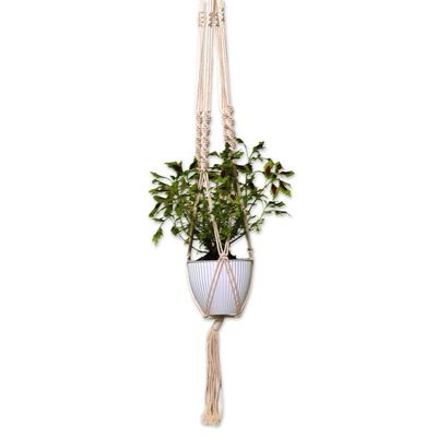 Alternate image for Hand-Woven Cotton Plant Hanger from Bali Lounging Plant
