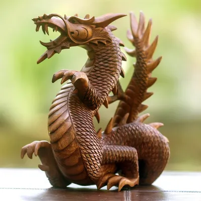 Alternate image for Suar Wood Carving from Indonesia Legendary Dragon