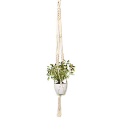Alternate image for Hand-Woven Cotton Plant Hanger from Bali Lounging Plant