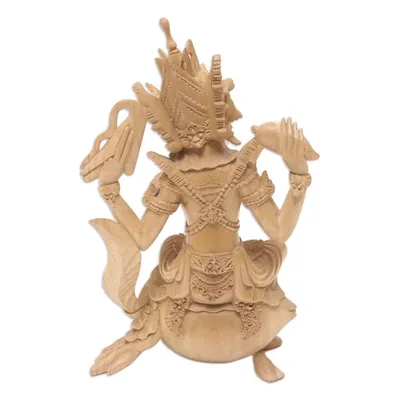 Alternate image for Hand-Carved Hindu Crocodile Wood Sculpture of Vishnu Vishnu Puja