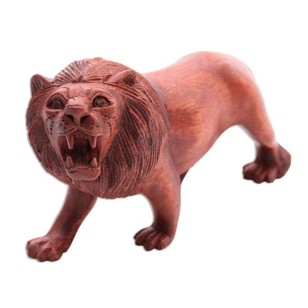 Alternate image for Fair Trade Hand Carved Lion Sculpture Menacing Lion