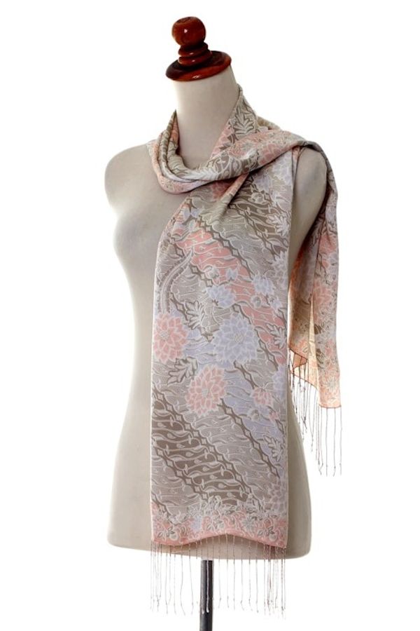 Alternate image for Batik Silk Scarf from Indonesia Feminine