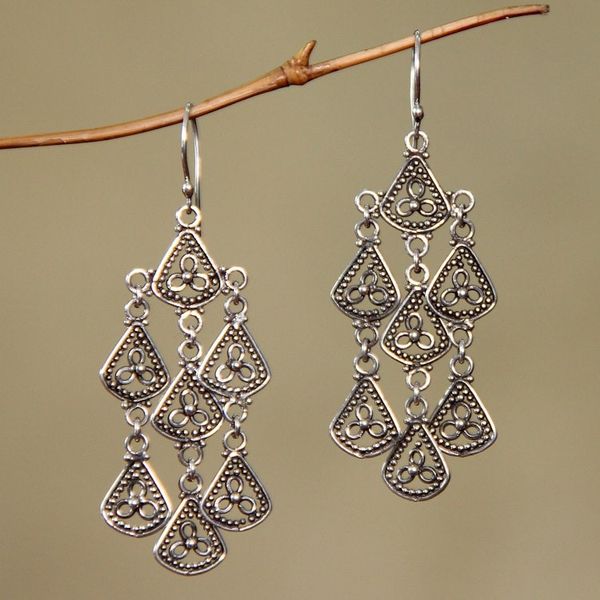 Alternate image for Sterling Silver Chandelier Earrings Bali Belle
