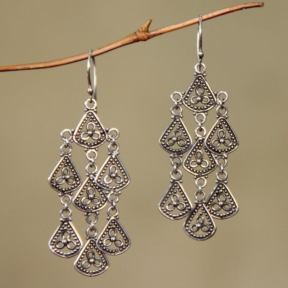 Sterling Silver Chandelier Earrings 'Bali Belle'
