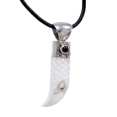 Alternate image for Mens Sterling Silver and Amethyst Bird Necklace Brave Eagle