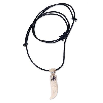 Alternate image for Mens Sterling Silver and Amethyst Bird Necklace Brave Eagle