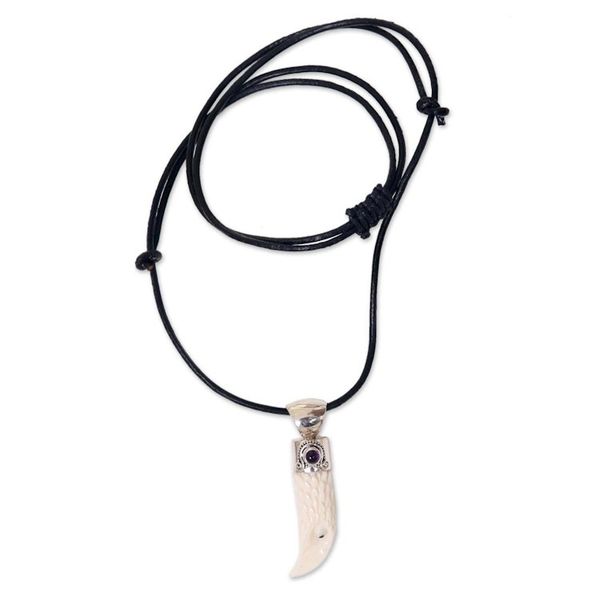 Alternate image for Mens Sterling Silver and Amethyst Bird Necklace Brave Eagle