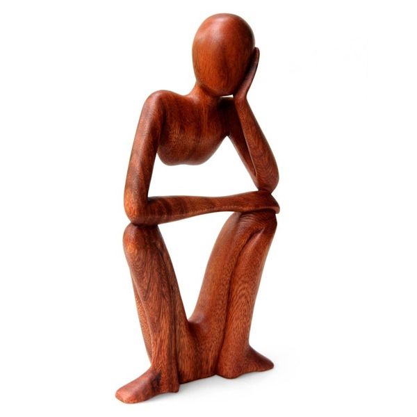 Alternate image for Handcrafted Modern Abstract Balinese Wood Sculpture Thinking of You