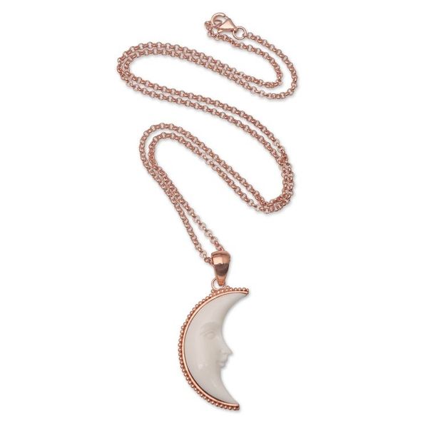 Alternate image for Rose Gold-Plated Crescent Moon Pendant Necklace Moonlit Winter