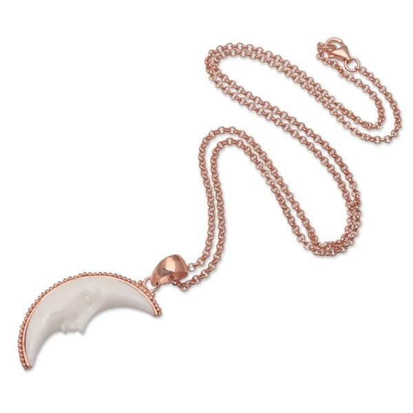Alternate image for Rose Gold-Plated Crescent Moon Pendant Necklace Moonlit Winter