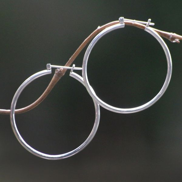 Alternate image for Unique Sterling Silver Hoop Earrings 2 Inch Moonlit Goddess