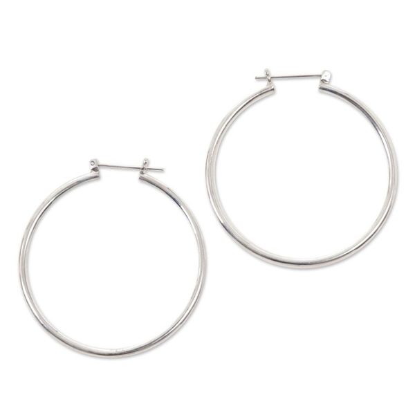 Alternate image for Unique Sterling Silver Hoop Earrings 2 Inch Moonlit Goddess