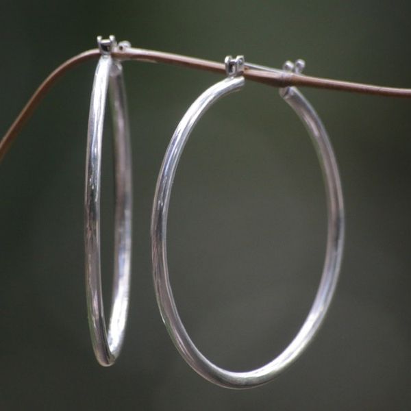 Alternate image for Unique Sterling Silver Hoop Earrings 2 Inch Moonlit Goddess