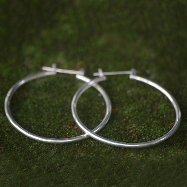 Alternate image for Unique Sterling Silver Hoop Earrings 2 Inch Moonlit Goddess