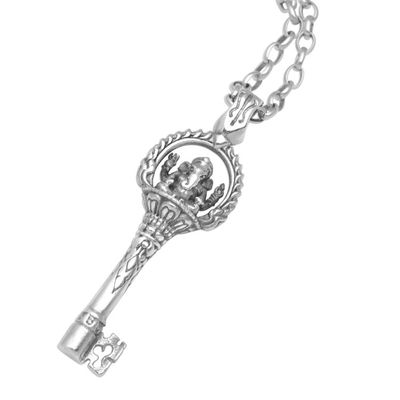 Alternate image for Ganesha-Themed Sterling Silver Pendant Necklace from Bali Key of Truth