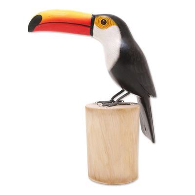 Alternate image for Artisan Hand-Carved Bird Sculpture Tropical Toucan