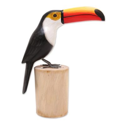 Alternate image for Artisan Hand-Carved Bird Sculpture Tropical Toucan