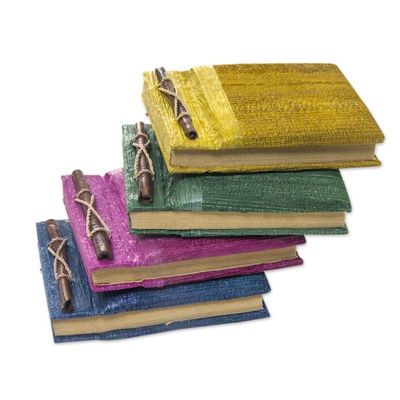 Alternate image for Colorful Natural Fiber Journals from Bali Artisan Set of 4 Ubud Memoirs