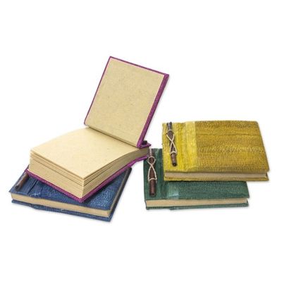 Alternate image for Colorful Natural Fiber Journals from Bali Artisan Set of 4 Ubud Memoirs