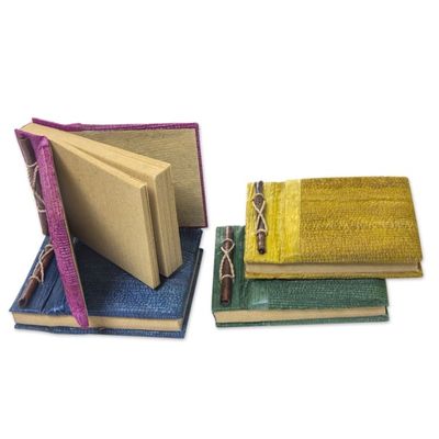 Alternate image for Colorful Natural Fiber Journals from Bali Artisan Set of 4 Ubud Memoirs