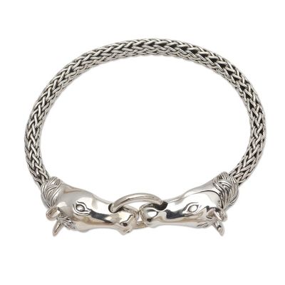 Alternate image for Sterling Silver Horse Head Chain Bracelet from Bali Twin Horses