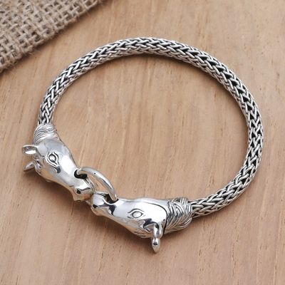 Alternate image for Sterling Silver Horse Head Chain Bracelet from Bali Twin Horses