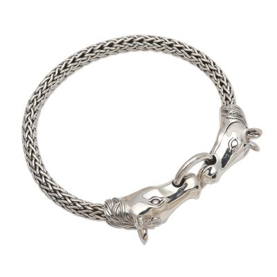 Alternate image for Sterling Silver Horse Head Chain Bracelet from Bali Twin Horses