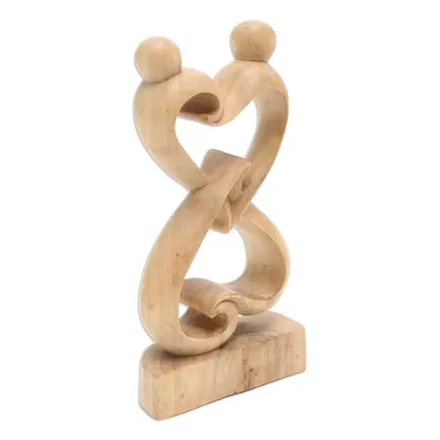 Alternate image for Abstract Crocodile Wood Statuette of Loving Couple from Bali Balanced Hearts