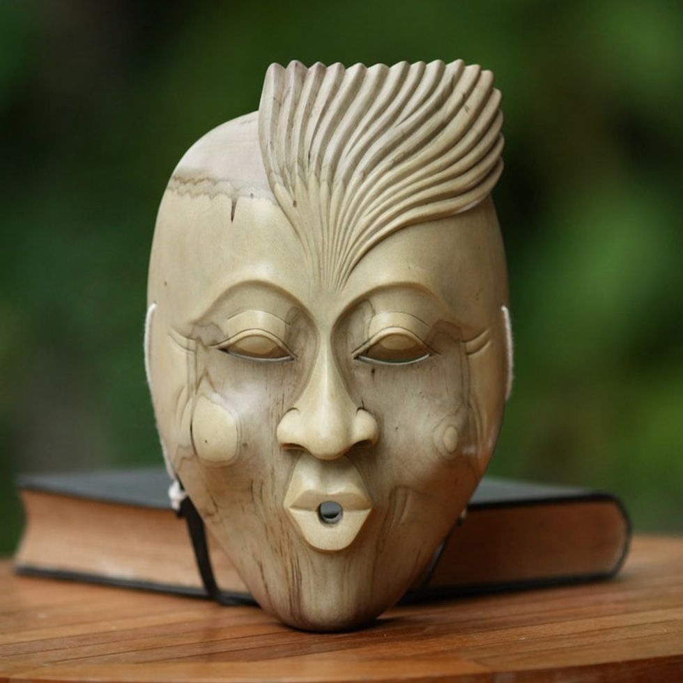 Unique Modern Wood Mask 'The Whistler'