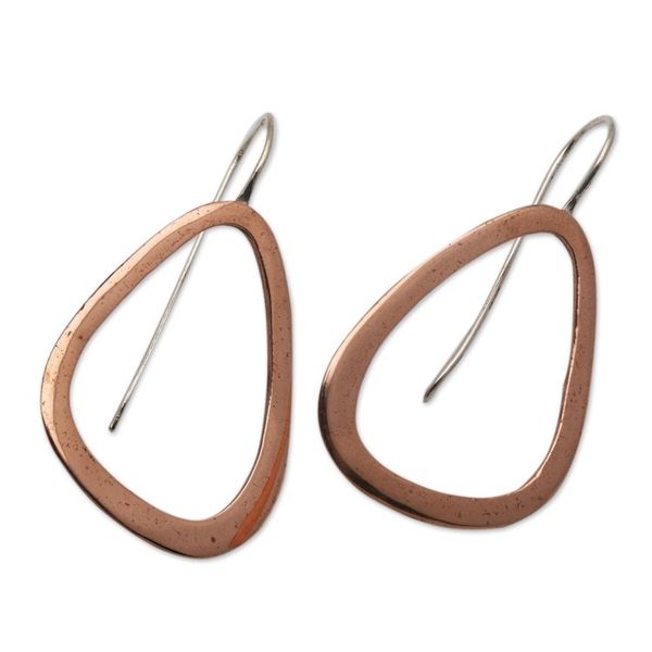 Alternate image for Abstract Copper Drop Earrings with Sterling Silver Hooks Delightful Abstraction