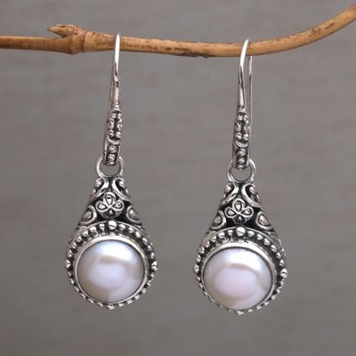 Alternate image for Handmade Cultured Pearl 925 Sterling Silver Dangle Earrings Heavenly Vines