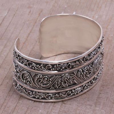 Alternate image for Intricate Sterling Silver Cuff Bracelet from Bali Temple Vine