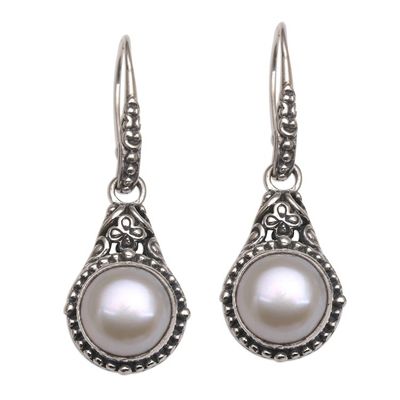 Alternate image for Handmade Cultured Pearl 925 Sterling Silver Dangle Earrings Heavenly Vines