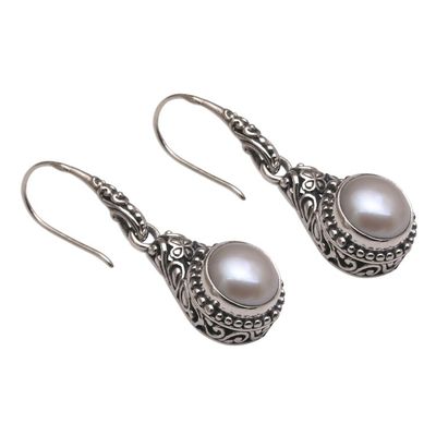 Alternate image for Handmade Cultured Pearl 925 Sterling Silver Dangle Earrings Heavenly Vines