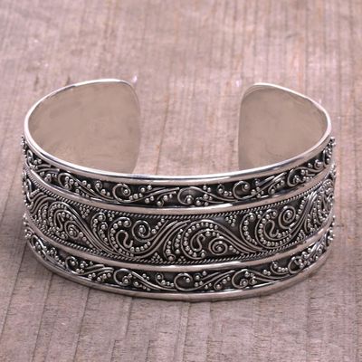 Alternate image for Intricate Sterling Silver Cuff Bracelet from Bali Temple Vine