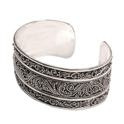 Alternate image for Intricate Sterling Silver Cuff Bracelet from Bali Temple Vine