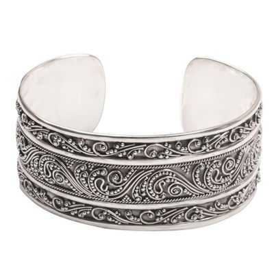 Alternate image for Intricate Sterling Silver Cuff Bracelet from Bali Temple Vine
