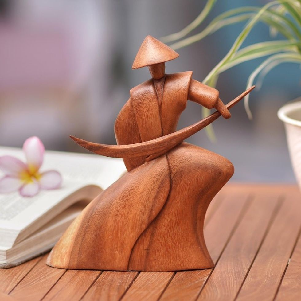 Unique Wood Sculpture 'Loyal Samurai'