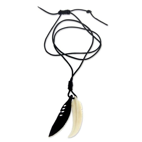 Alternate image for Mens Unique Bone Pendant Necklace Totem Feathers