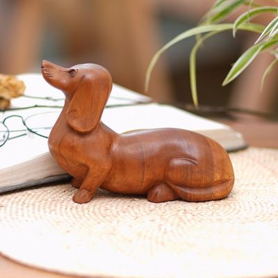 Alternate image for Handcrafted Dachshund Sculpture Attentive Friend